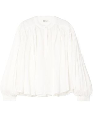 Rohe Gathered Ramie-Voile Blouse - White