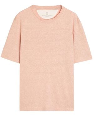 Brunello Cucinelli Ribbed Crew Neck T-Shirt - Pink