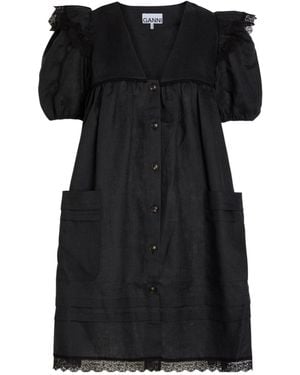 Ganni Linen Angel Dress - Black