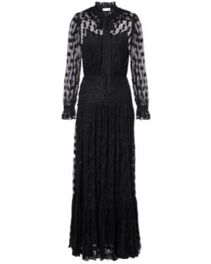 Ulla Johnson Dot Pattern Necktie Net Fabric Elongated Dress - Black