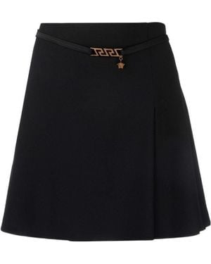 Versace High Waist La Greca Chain Mini Skirt - Black