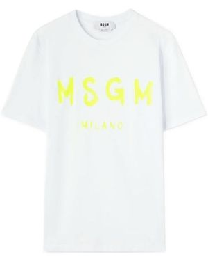 MSGM Logo Printed Crewneck T-Shirt - White