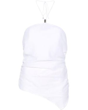 Semicouture Halter Gathered Top - White