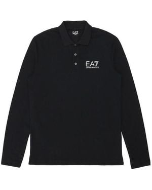EA7 Logo Printed Polo Shirt - Black