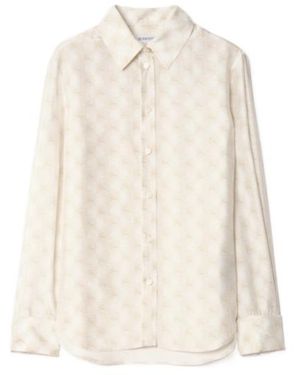 Burberry Regular Fit Ekd Checkerboard Silk Shirt - White