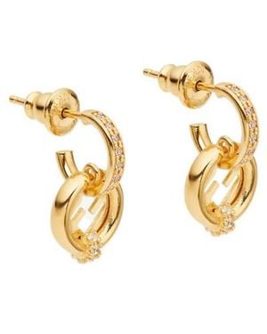 Fendi Bijoux Crystal-Detail Earrings - Metallic