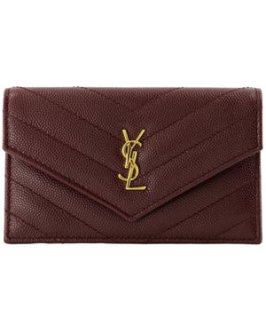 Saint Laurent Cassandre Fragments Flap Card Case - Purple