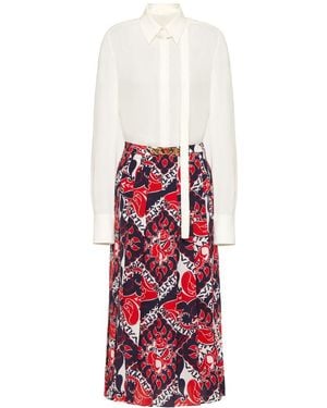 Valentino Silk Logo-Print Dress - Red