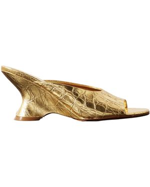 Dries Van Noten Curved Wedge Mules - Natural