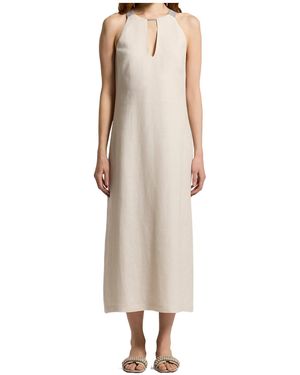 Peserico Halterneck Keyhole Midi Dress - Natural