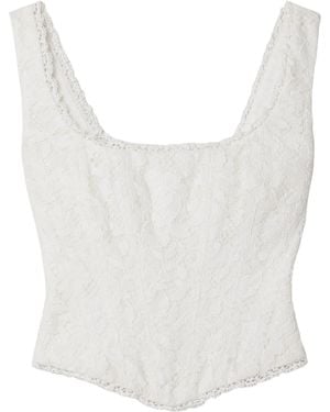 LoveShackFancy Lorelai Crochet Short Top - White