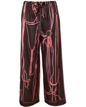 Gucci Printed Wide-Leg Casual Trousers - Red
