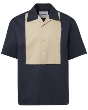 Jil Sander Cotton And Silk Bowling Shirt - Blue