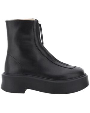 The Row Zipped Ankle Boots - Black