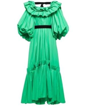 ROKSANDA Zahara Pleated Cotton Maxi Dress - Green