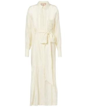 Plan C Belted Silk Shirtdress - White