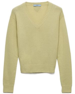 Prada Wool And Cashmere V-Neck Jumper - Green