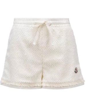 Moncler Logo Patch Tweed Shorts - White