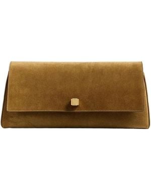 KHAITE Audrey Flap Clutch Bag - Brown
