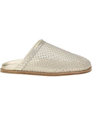 forte_forte Mesh Rhinestone Mules - White