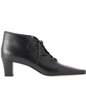 Manolo Blahnik Lace-Up Leather Boots - Black