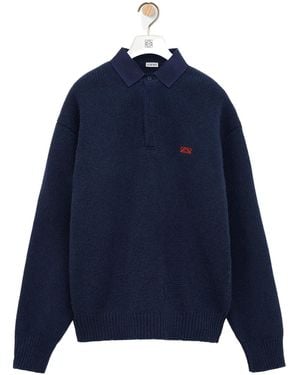 Loewe Polo Collar Knitted Sweater - Blue
