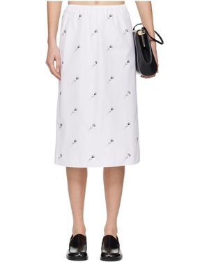 Rier Pop Floral Print Midi Skirt - White