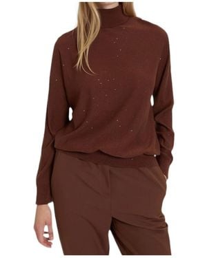 Marella Sequin High-Neck Jumper - Brown