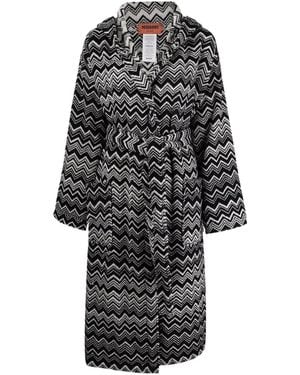 Missoni Chevron-Print Tie-Waist Robe - Black