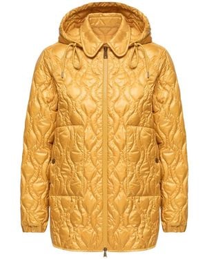 Moncler Balette Geometric Quilted Mid-Length Down Jacket - Yellow
