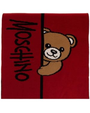 Moschino Teddy Bear Intarsia Scarf - Red