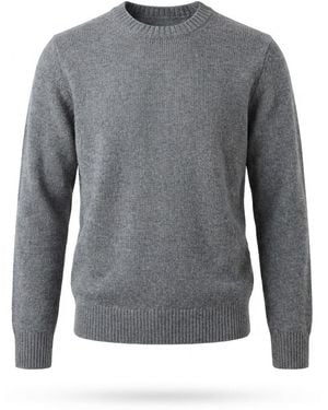 Soft Goat Round-Neck Knitted Jumper - Grey