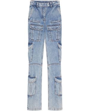 Givenchy Logo Plaque Cargo Jeans - Blue