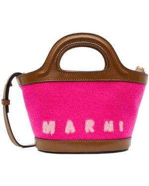 Marni Felted-Logo Bucket Bag - Pink