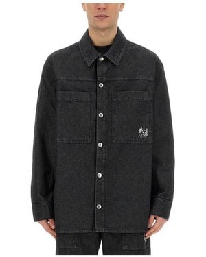 Maison Kitsuné Tiger Head Cotton Shirt Jacket - Black