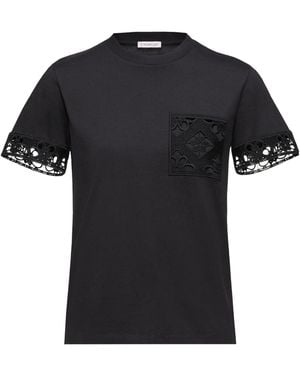 Moncler Lace-Trim Pocket T-Shirt - Black