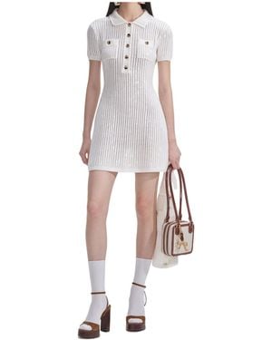 Self-Portrait Sequin Crochet Mini Skirt - White