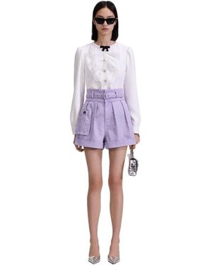 Self-Portrait Crystal-Embellished Blouse - Purple