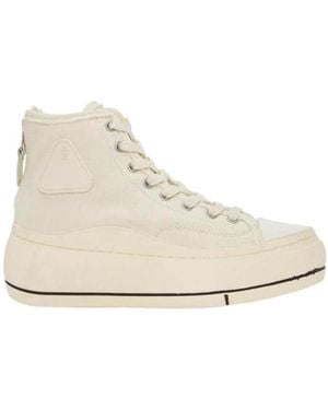 R13 Splicing High-Top Casual Trainers - Natural