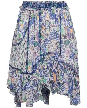 Isabel Marant Multi-Color Chiffon Asymmetrical Skirt - Blue