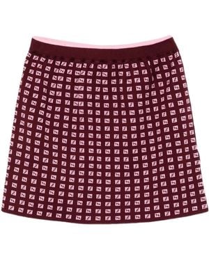 Fendi Elastic Waist Midi Skirt - Red
