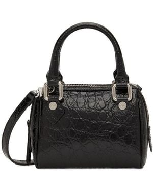 BY FAR Dora Embossed Mini Shoulder Bag - Black