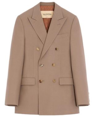 Valentino Double-Breasted Blazer - Brown