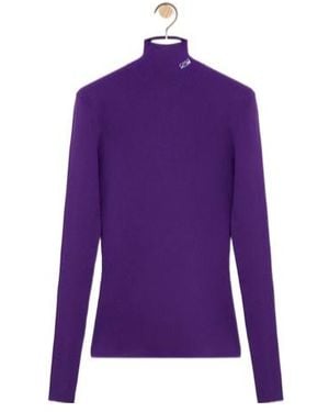 Loewe Long Sleeve High Neck Top - Purple