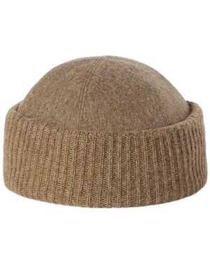 Loro Piana Logo Patch Knitted Beanie - Brown