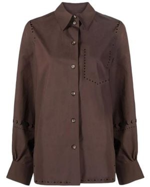 Nanushka Laser-Cut Long-Sleeve Shirt - Brown
