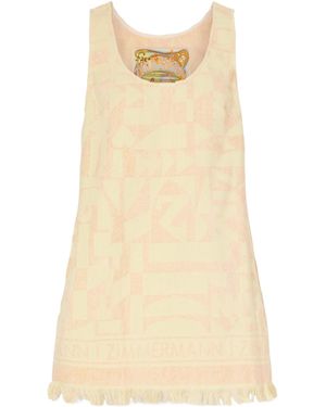 Zimmermann Solstice Logo Jacquard Tassel Mini Dress - Natural