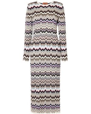Missoni Striped Crochet-Knit Midi Dress - White