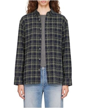 DUNST Plaid Flannel Shirt - Blue