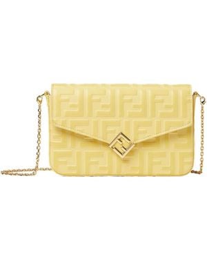 Fendi Ff Diamonds Wallet On Chain - Yellow